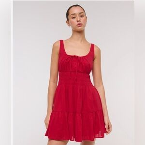 Abercrombie & Fitch Vibrant Red Midi Dress
